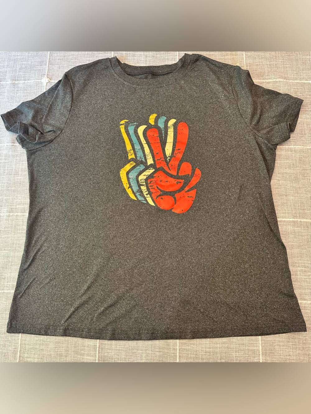 Unbranded Peace Sign Graphic Tee Women XXL Charcoal Gray Retro 70s Boho